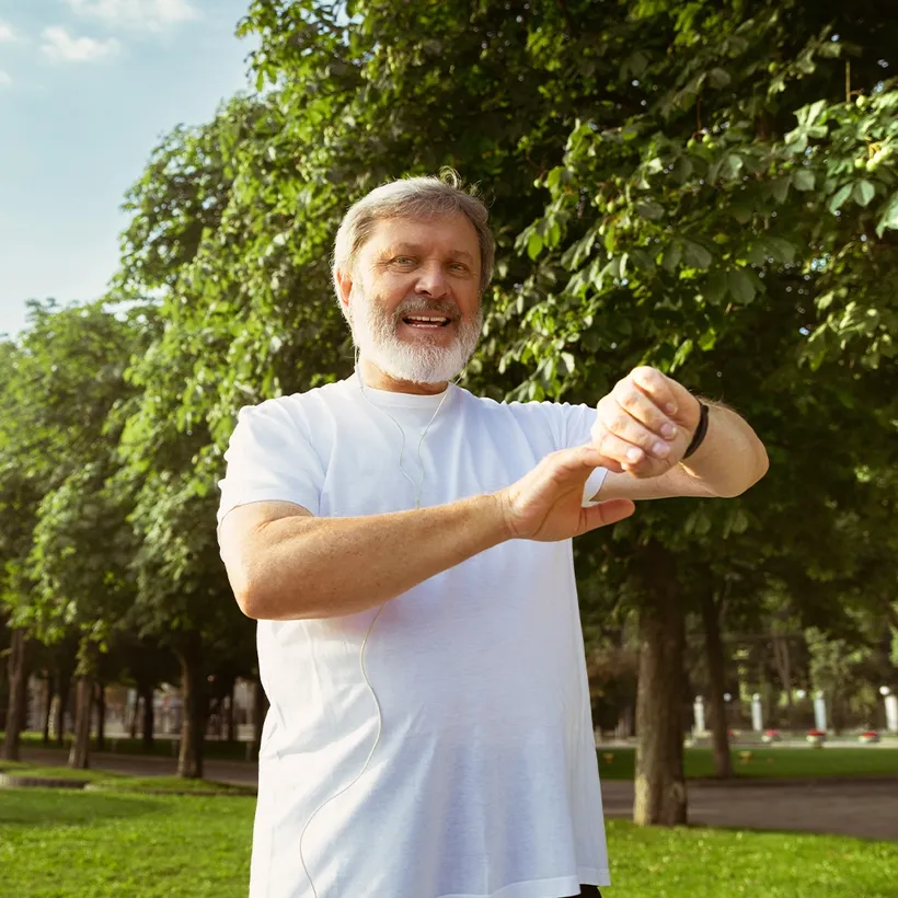 Active older man enjoying a clear-headed morning outdoors