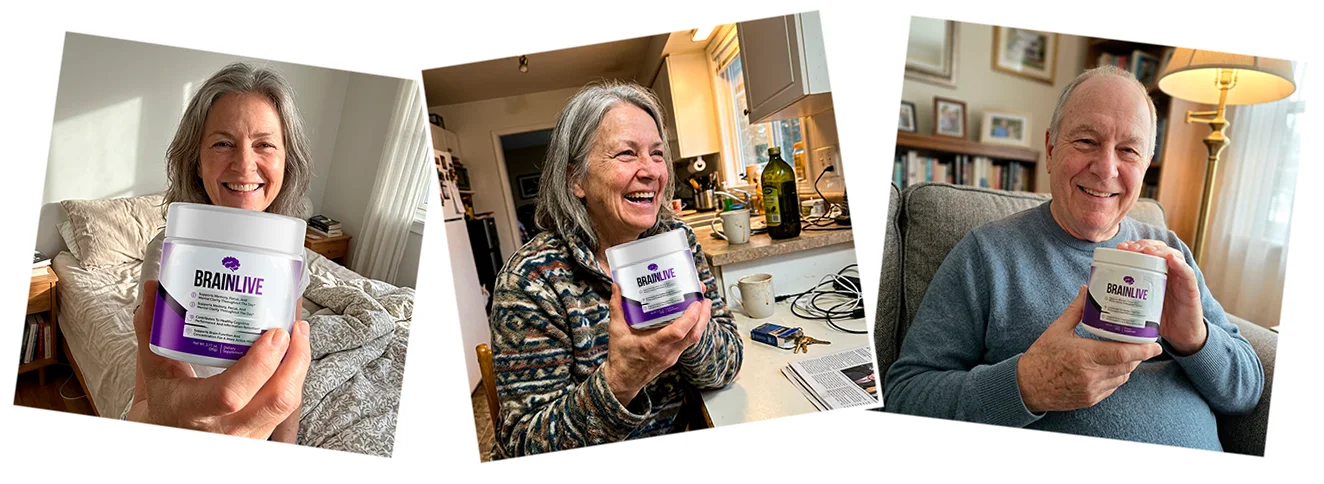Brainlive customers holding their powder tubs at home