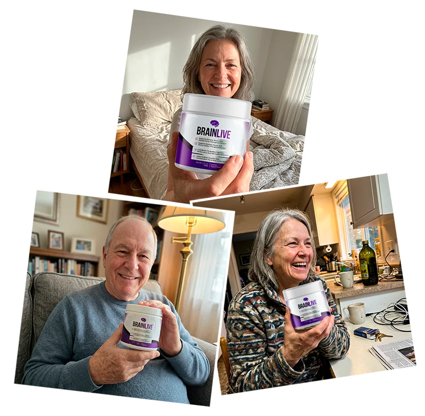 Brainlive customers holding their powder tubs at home