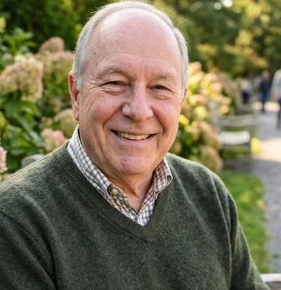 Smiling older man enjoying a clear-headed day