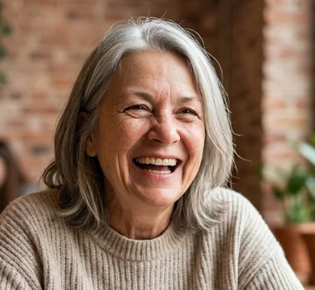 Laughing woman relaxing at home